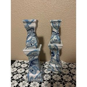 Vintage Heygill & HFP Macau Dynasty Handpainted Candlesticks
